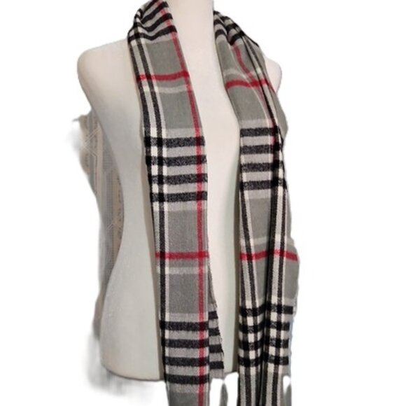 Accessories - Gray, Black, Red Checkered Scarf - One Size